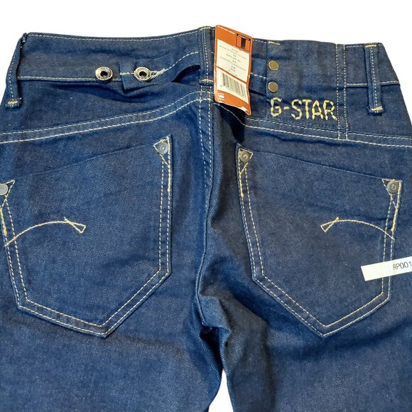 Retro Vintage G-Star Raw Midge Straight Leg Flacks Denim Raw Blue Jeans 24 NWT - Picture 10 of 12